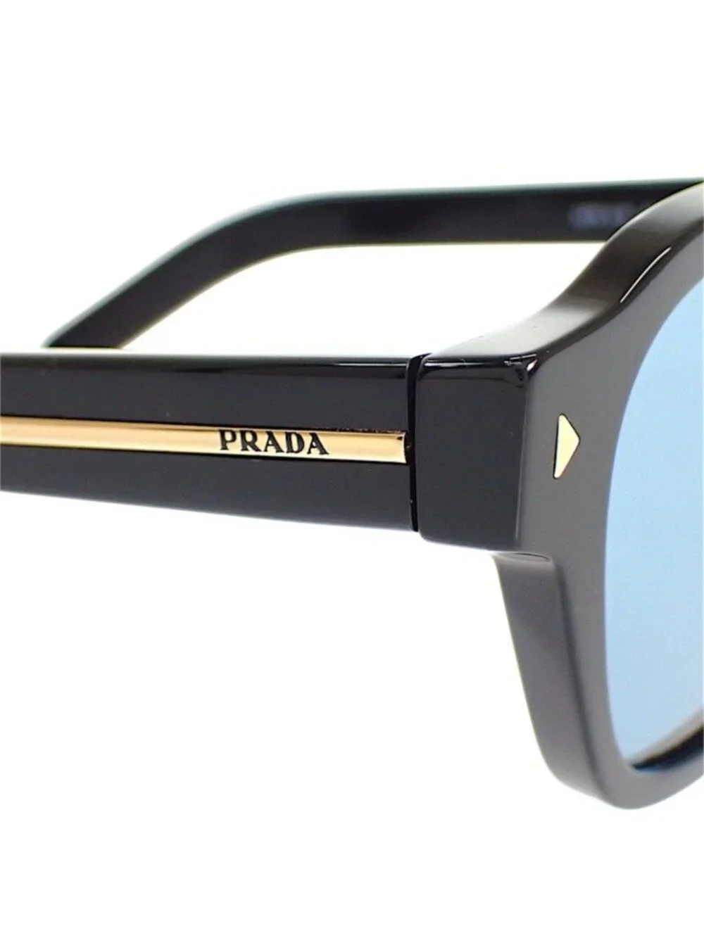 Prada Metal Plaque Sunglasses Eyewear Black Turquoise Blue Gold